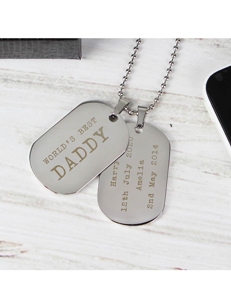 Personalised Free Text Steel Double Dog Tag Necklace