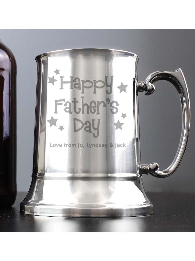 Personalised Happy Father's Day Stars Stainless Steel Tankard