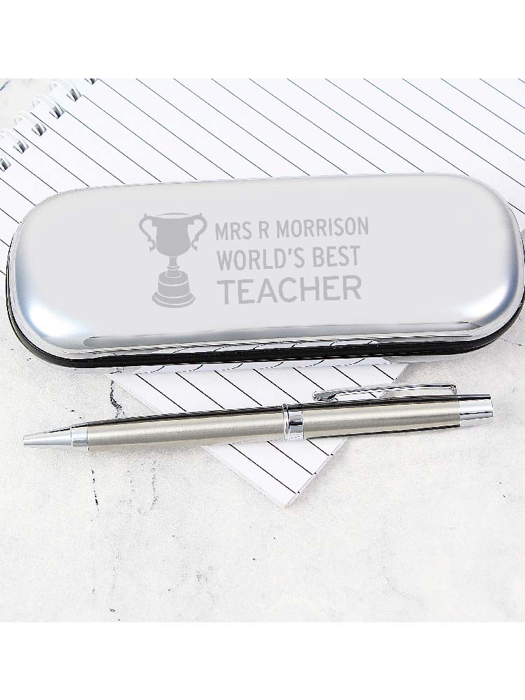 Personalised Teacher Trophy Pen and Box Set