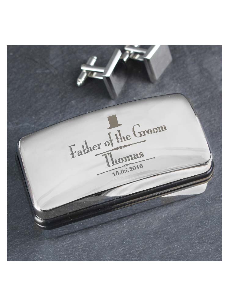 Personalised Decorative Wedding father of the Groom Cufflink Box