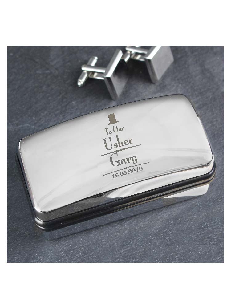 Personalised Decorative Wedding Usher Cufflink Box