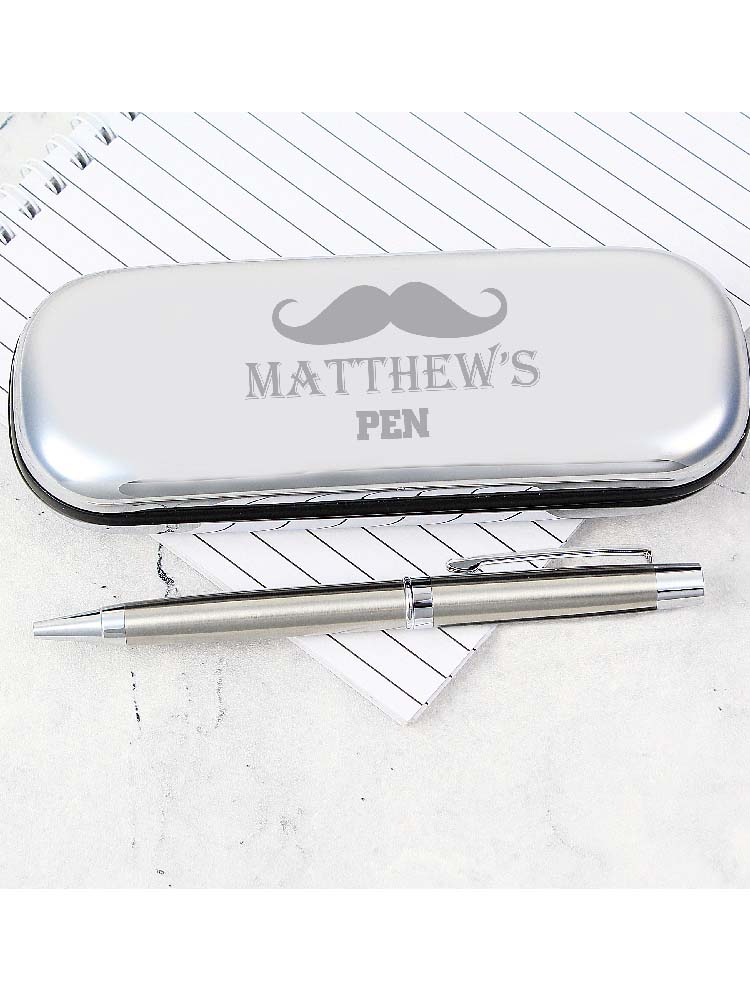 Personalised Moustache Pen and Box Set