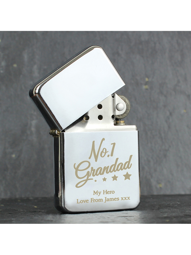 Personalised No.1 Grandad Silver Lighter
