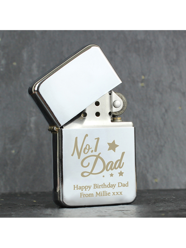 Personalised No.1 Dad Silver Lighter