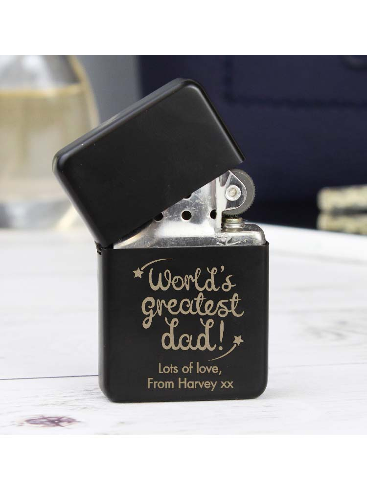 Personalised 'World's Greatest Dad' Black Lighter