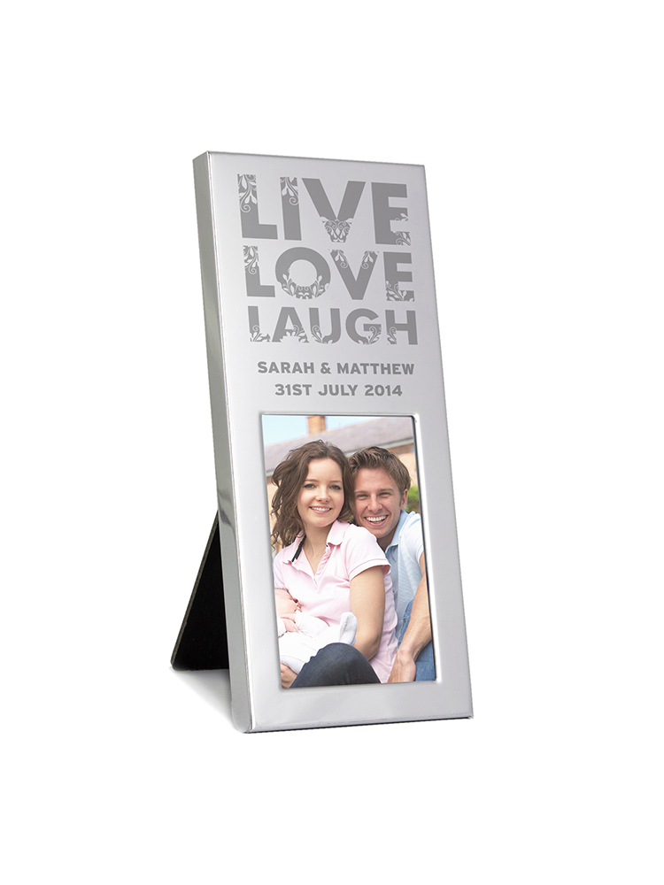 Personalised Small Live Love Laugh 3x2 Silver Photo Frame