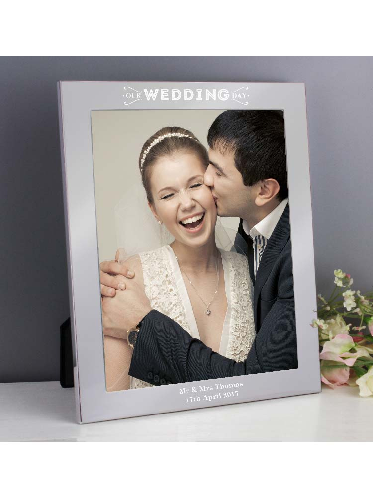 Personalised Our Wedding Day 10x8 Silver Photo Frame