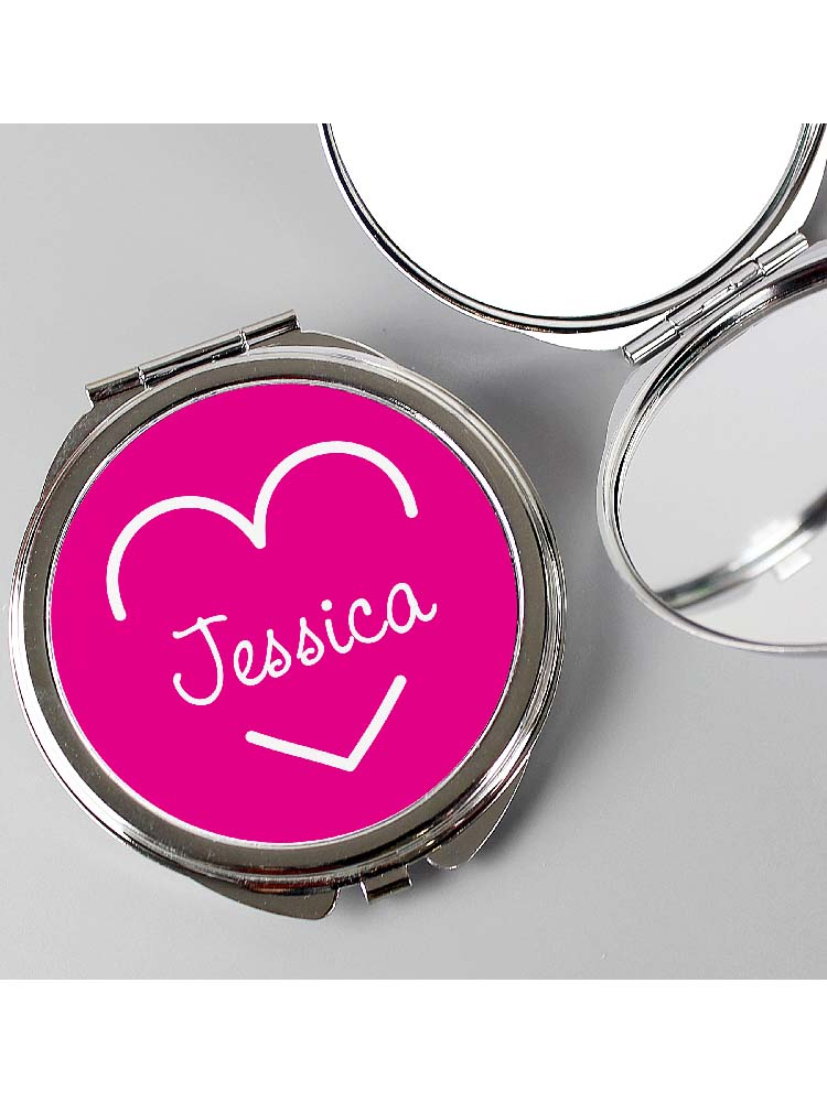 Personalised Pink Name Island Compact Mirror