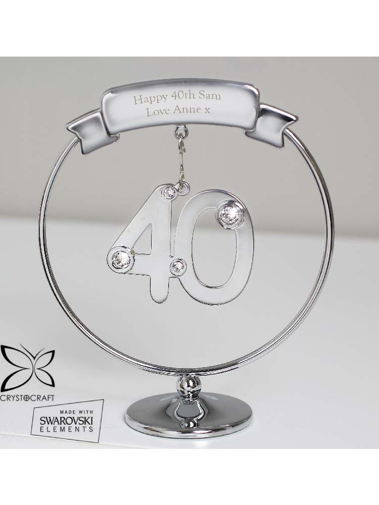 Personalised Crystocraft 40th Celebration Ornament