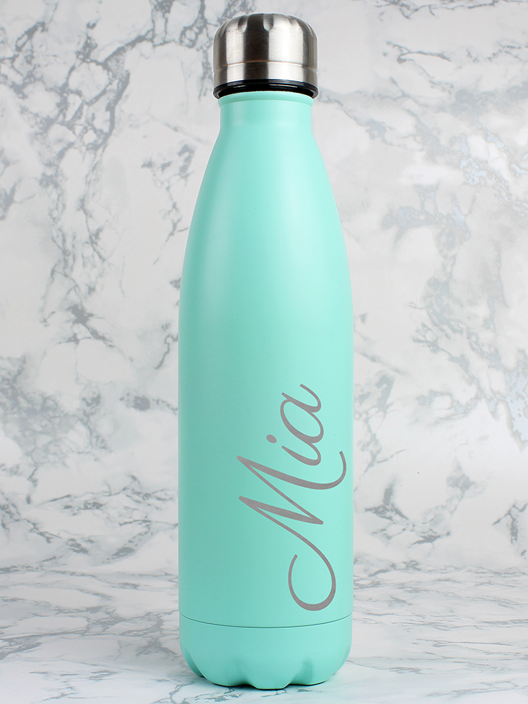 Personalised Mint Green Metal Insulated Drinks Bottle