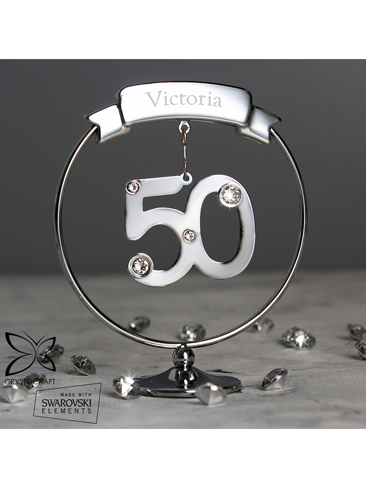 Personalised Name Only Crystocraft 50th Celebration Ornament