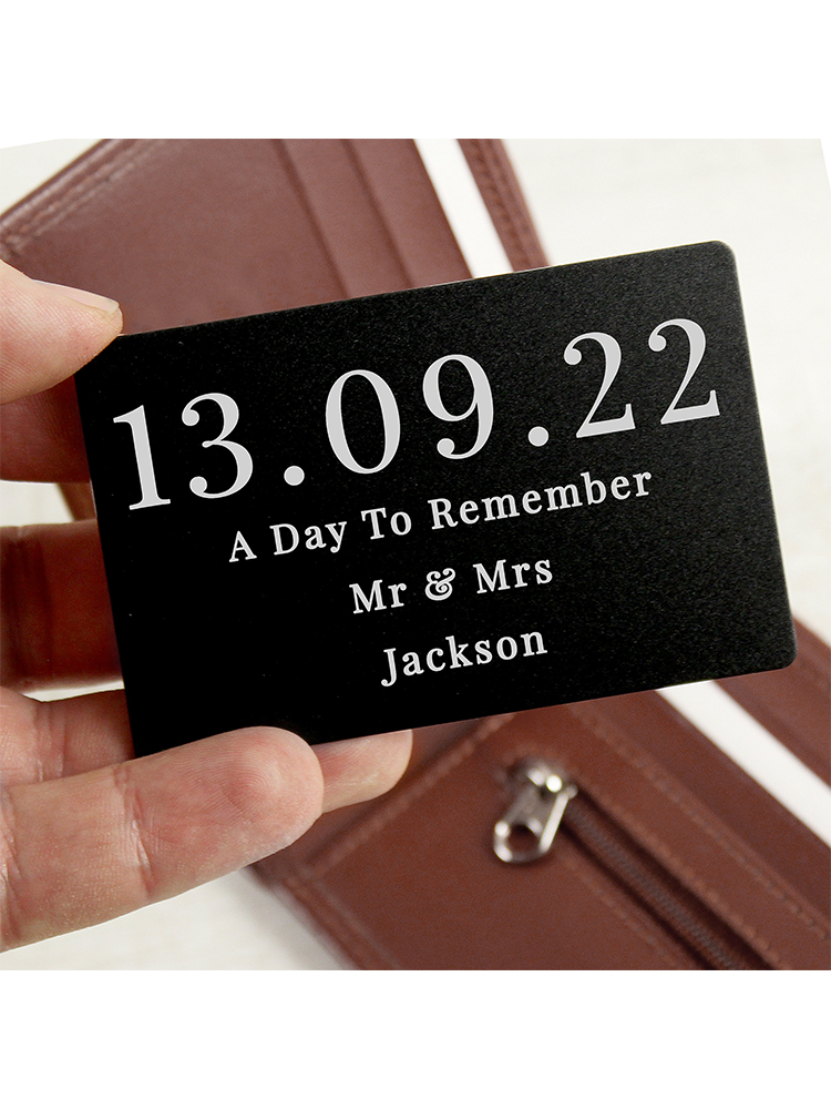 Personalised Large Date Black Wallet Card