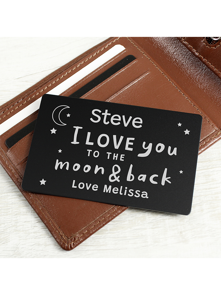 Personalised To The Moon & Back Black Wallet Card