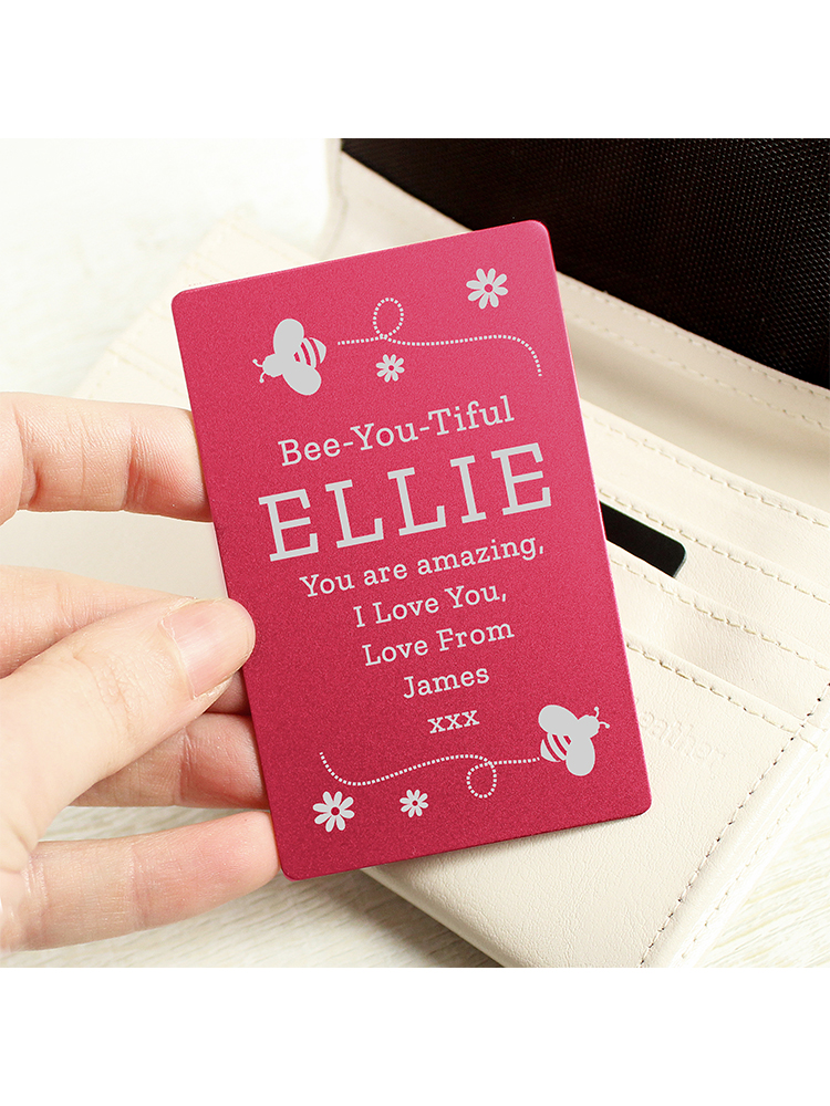 Personalised Bee Cerise Wallet Card