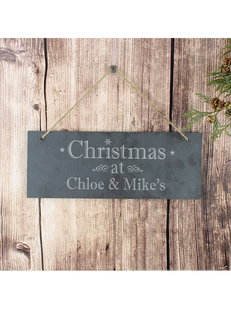 Personalised Christmas Hanging Slate Plaque