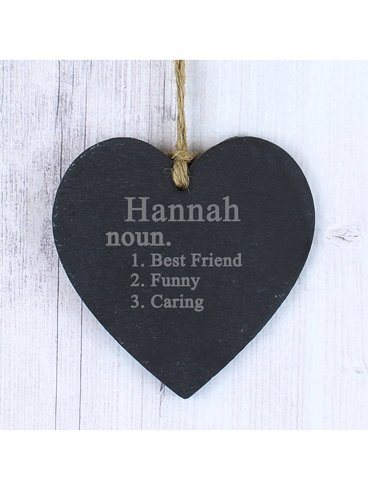 Personalised Word Definition Slate Heart Decoration