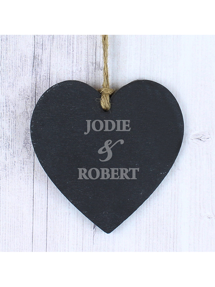 Personalised Couples Slate Heart Decoration