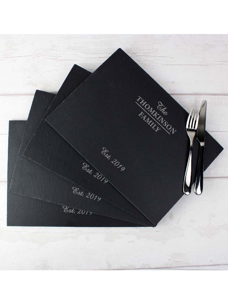 Personalised Family Slate Rectangle Placemat 4 Pack