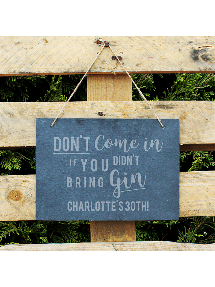 Personalised Gin Large Hanging Slate Sign