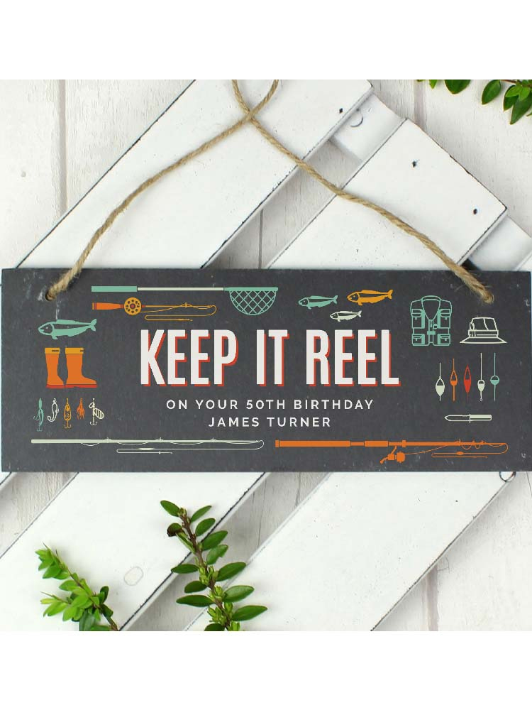 Personalised ""Keep It Reel"" Printed Hanging Slate Plaque