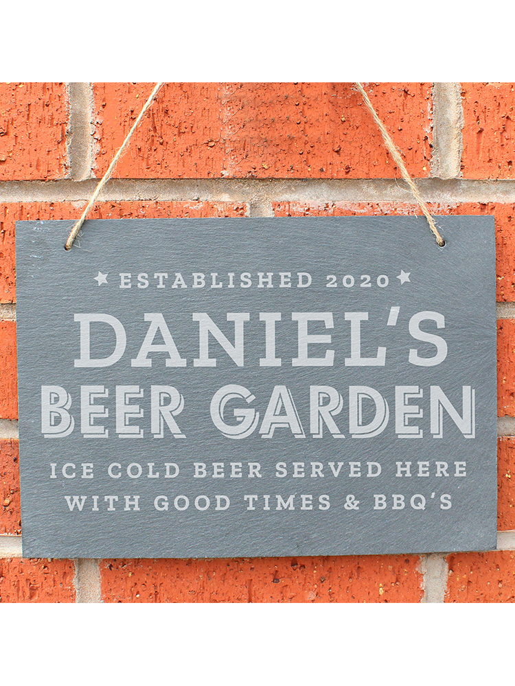 Personalised Beer Garden Hanging Large Slate Sign