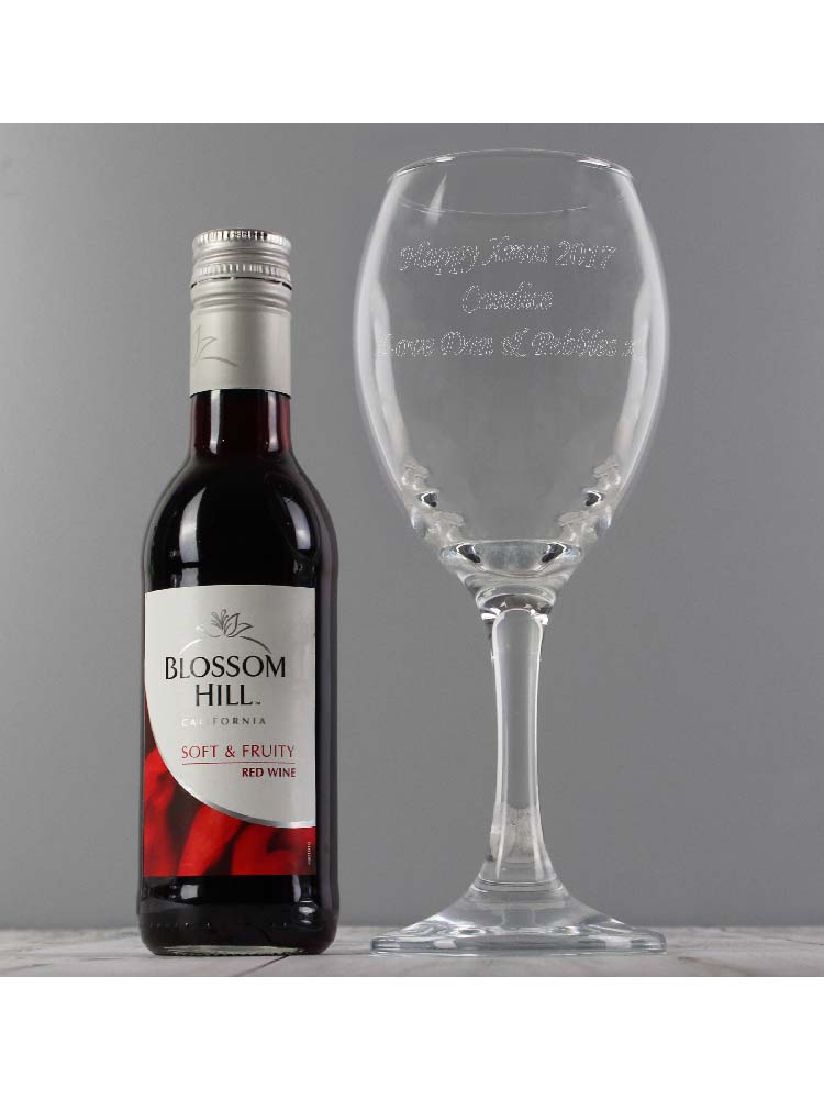 Personalised Red Wine & Wine Glass Set