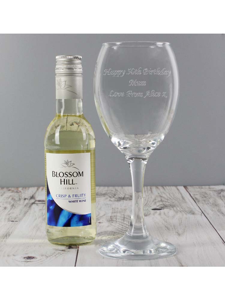 Personalised White Wine & Wine Glass Set