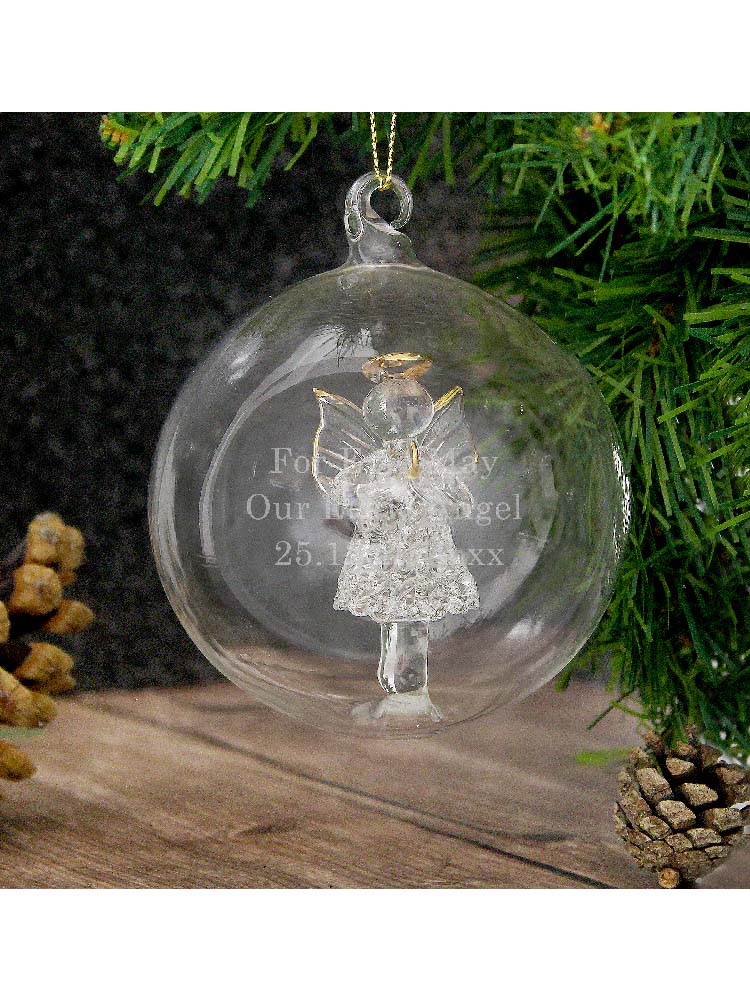 Personalised Glass Christmas Angel Bauble