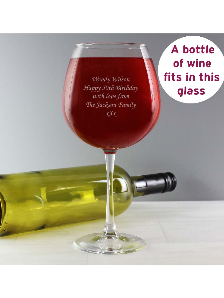 Personalised Bottle of Wine Glass