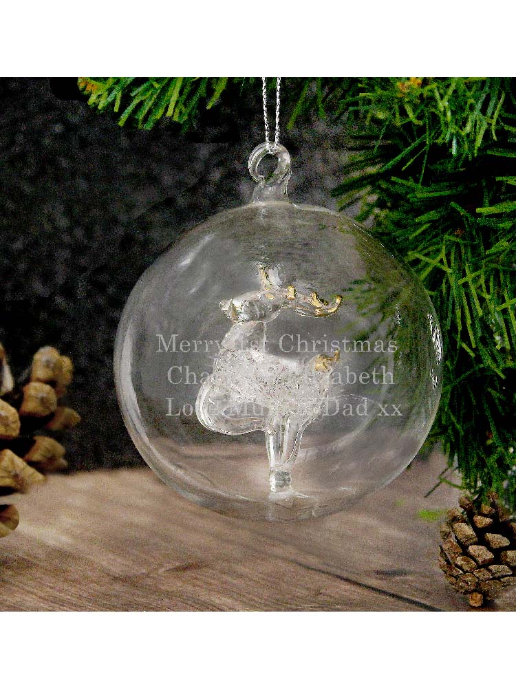 Personalised Glass Reindeer Bauble