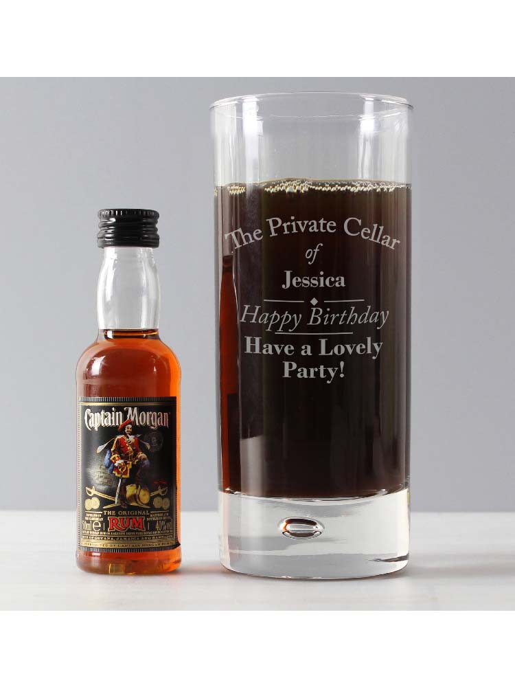 Personalised Private Cellar Hi Ball & Rum Miniature Set