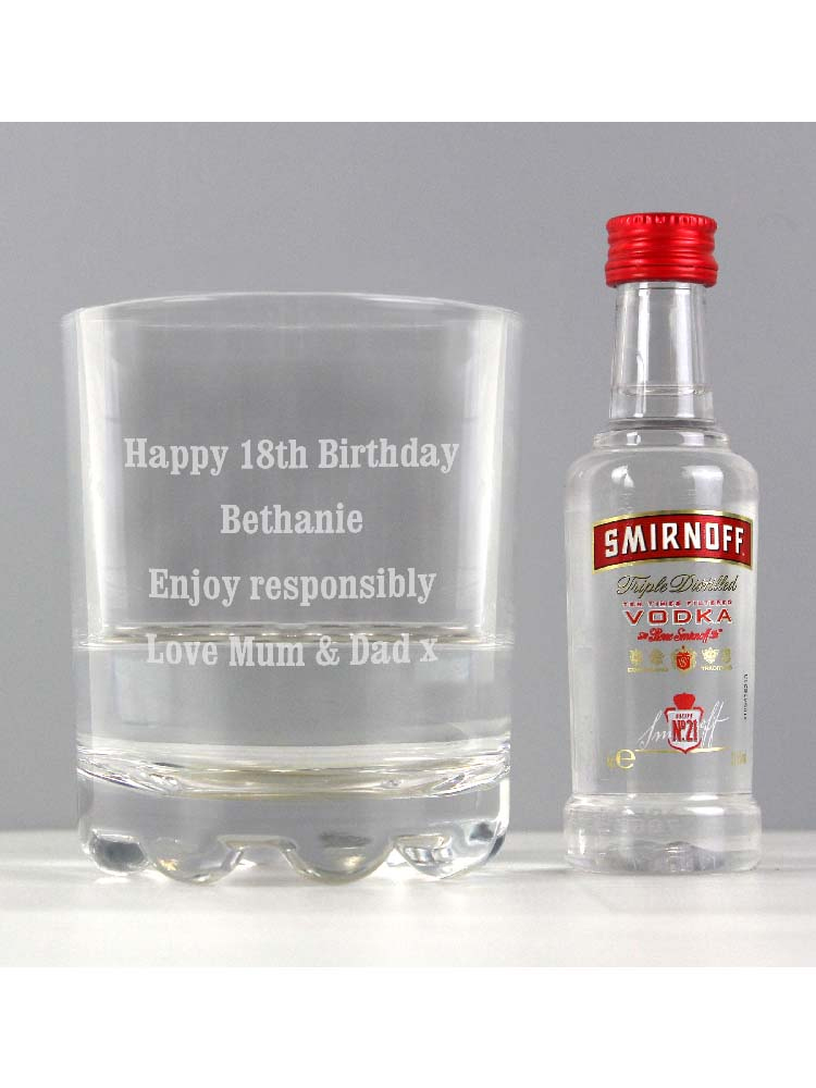 Personalised Tumbler and Smirnoff Vodka Miniature Set