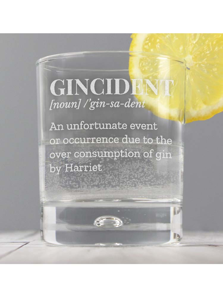 Personalised Gincident Tumbler Bubble Glass