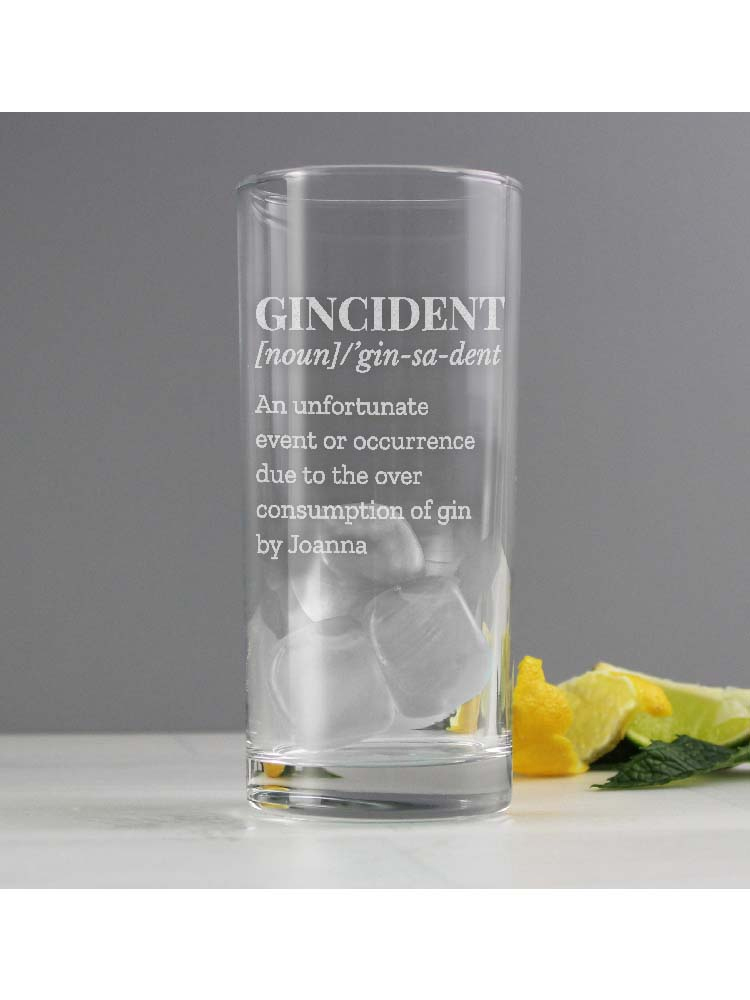 Personalised Gincident Hi Ball Glass