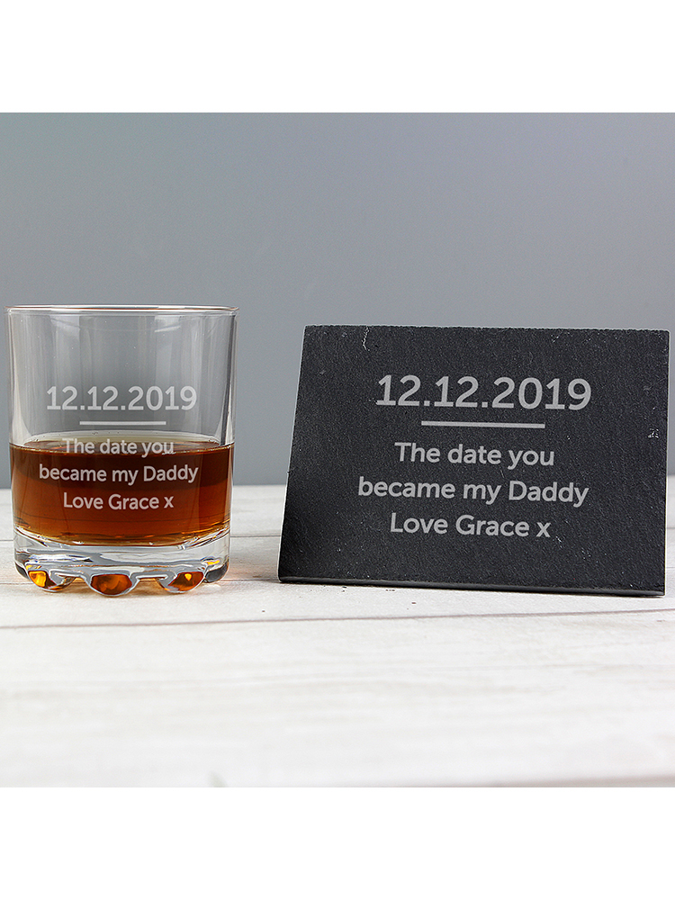 Personalised Whisky Tumbler & Slate Coaster Set