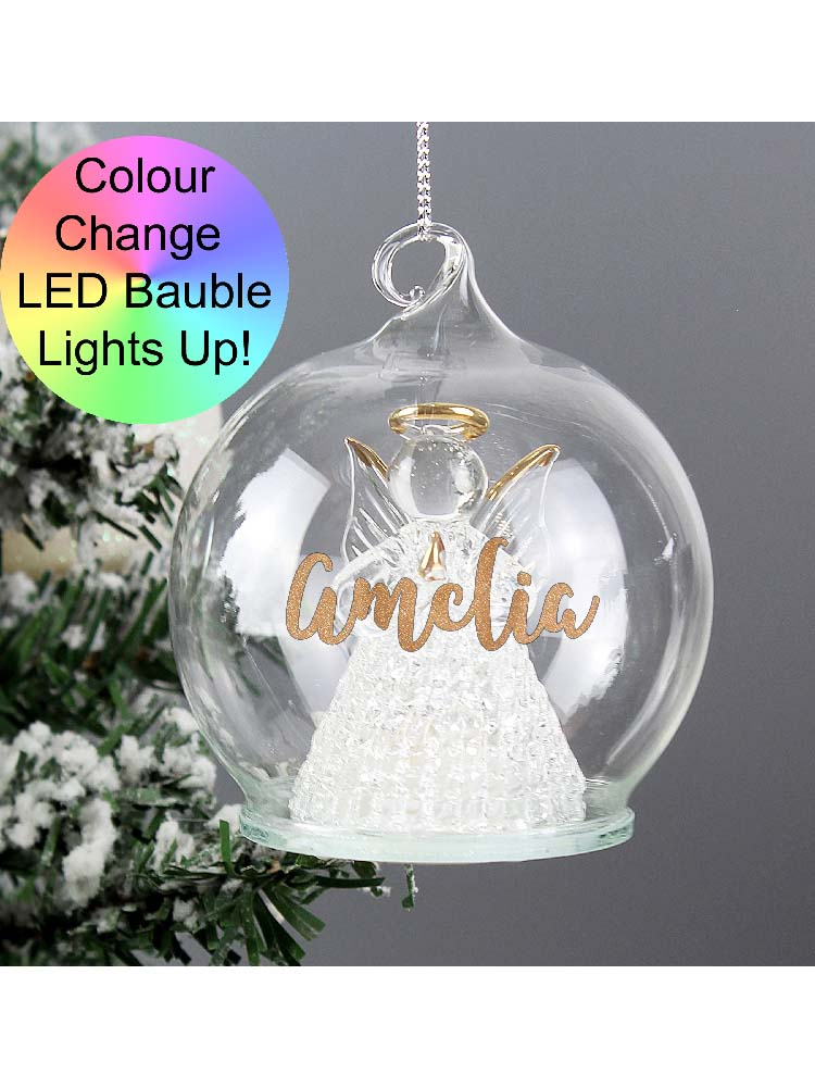 Personalised Christmas LED Angel Bauble