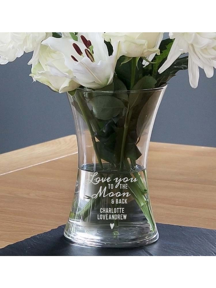 Personalised Love You To The Moon and Back Glass Vase