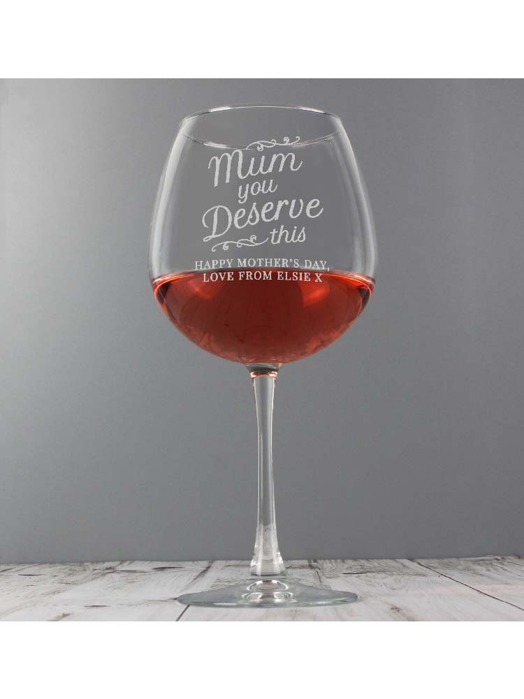 Personalised 'Mum You Deserve This' Gin Balloon Glass