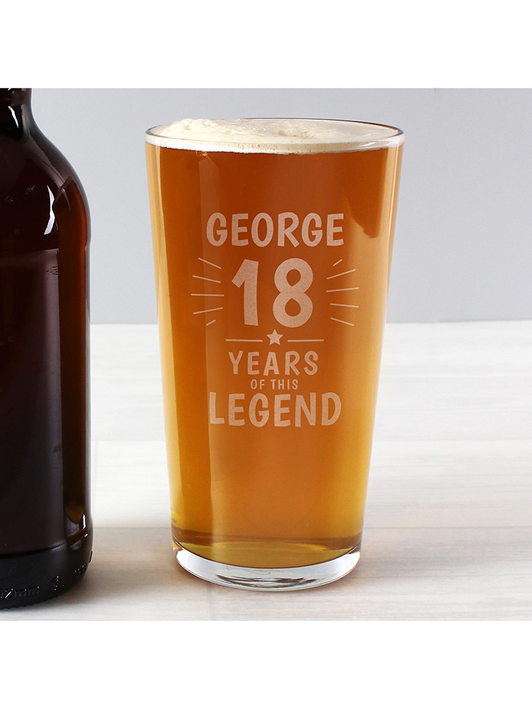 Personalised Years of This Legend Birthday Pint Glass