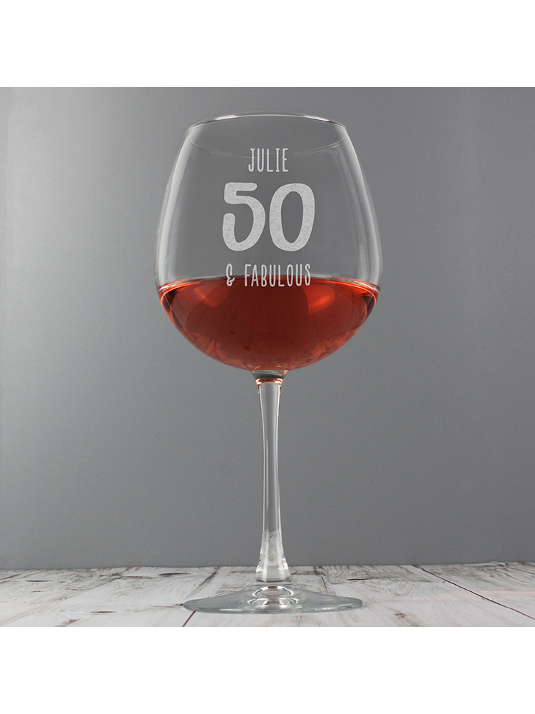 Personalised Big Age Bottle of Wine Glass