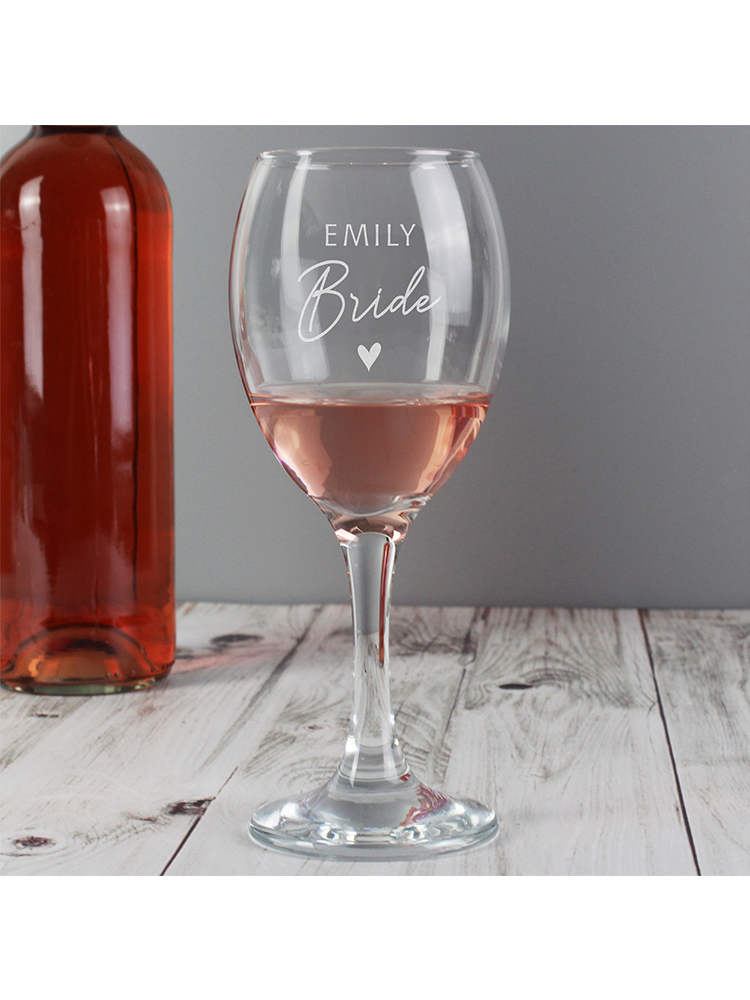 Personalised Bride Wine Glass