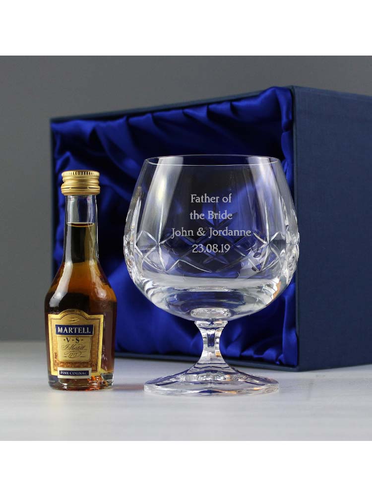 Personalised Cut Crystal & Brandy Gift Set