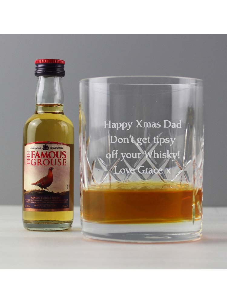Personalised Cut Crystal & Whisky Gift Set