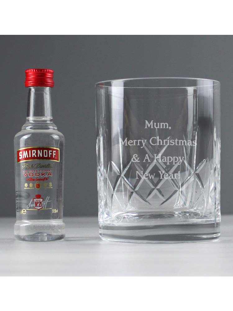 Personalised Cut Crystal & Vodka Gift Set Novelties