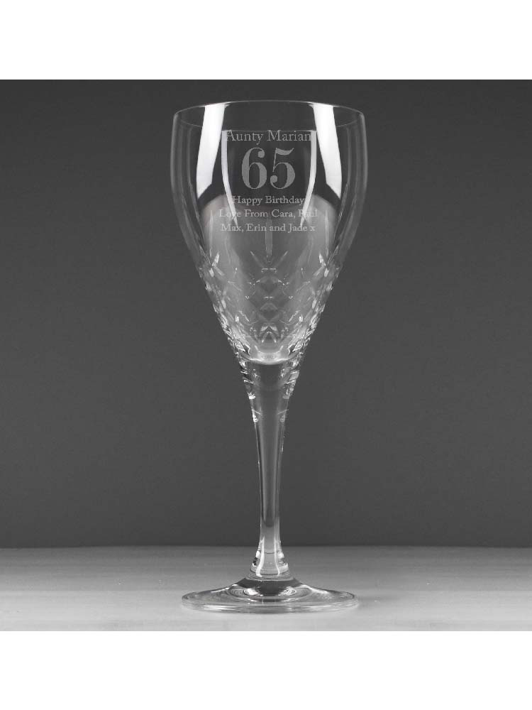 Personalised Big Age Cut Crystal Wine Glass