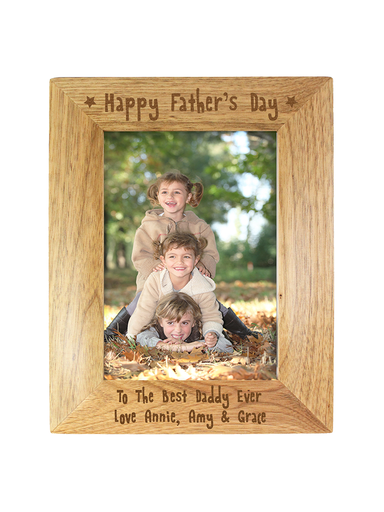 Personalised Happy Father's Day 7x5 Wooden Photo Frame