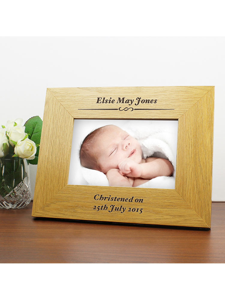 Personalised Formal 6x4 Landscape Oak Finish Photo Frame