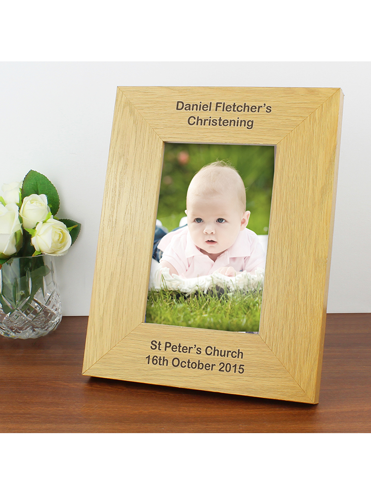 Personalised Long Message 6x4 Oak Finish Photo Frame