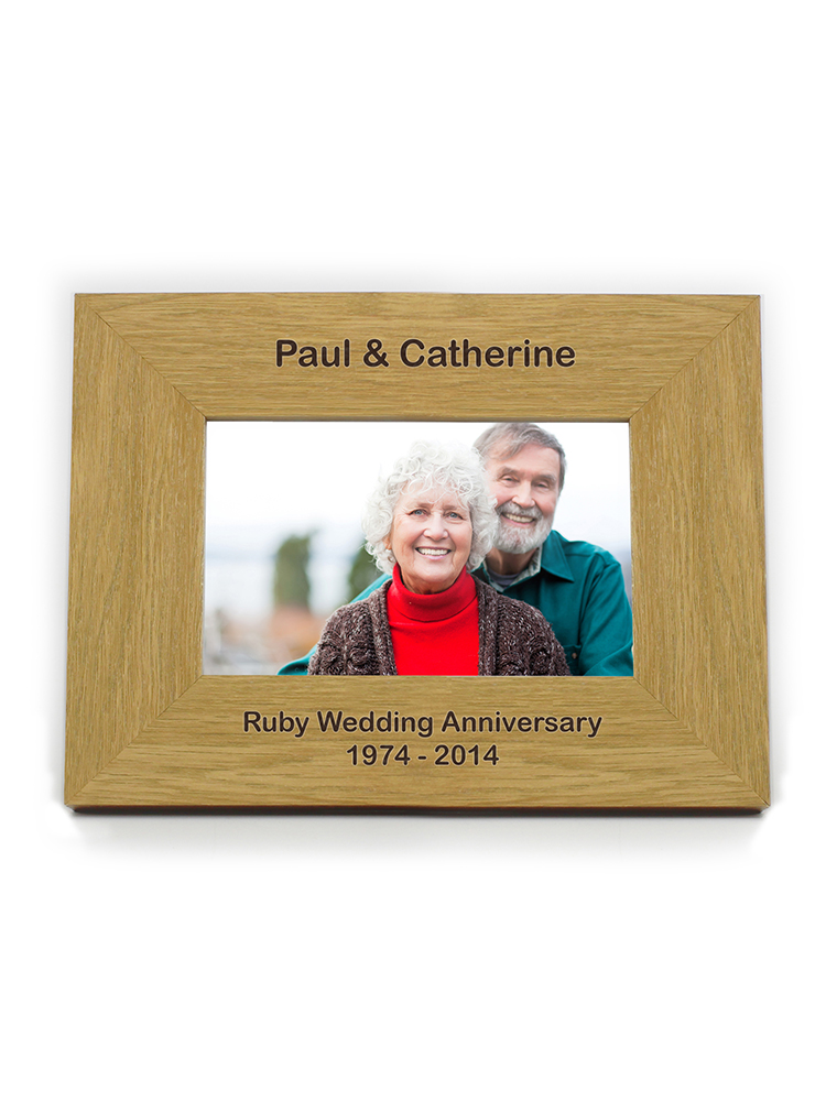 Personalised Short Message 6"x4" Landscape Oak Finish Photo Frame