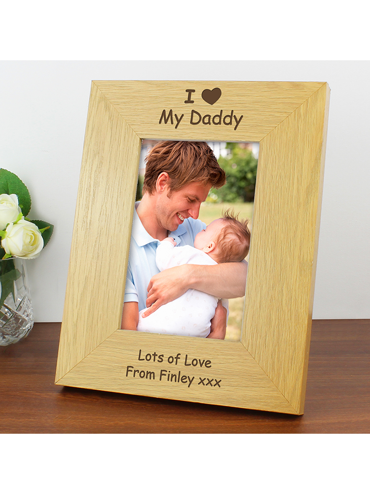 Personalised I Heart 6x4 Oak Finish Photo Frame